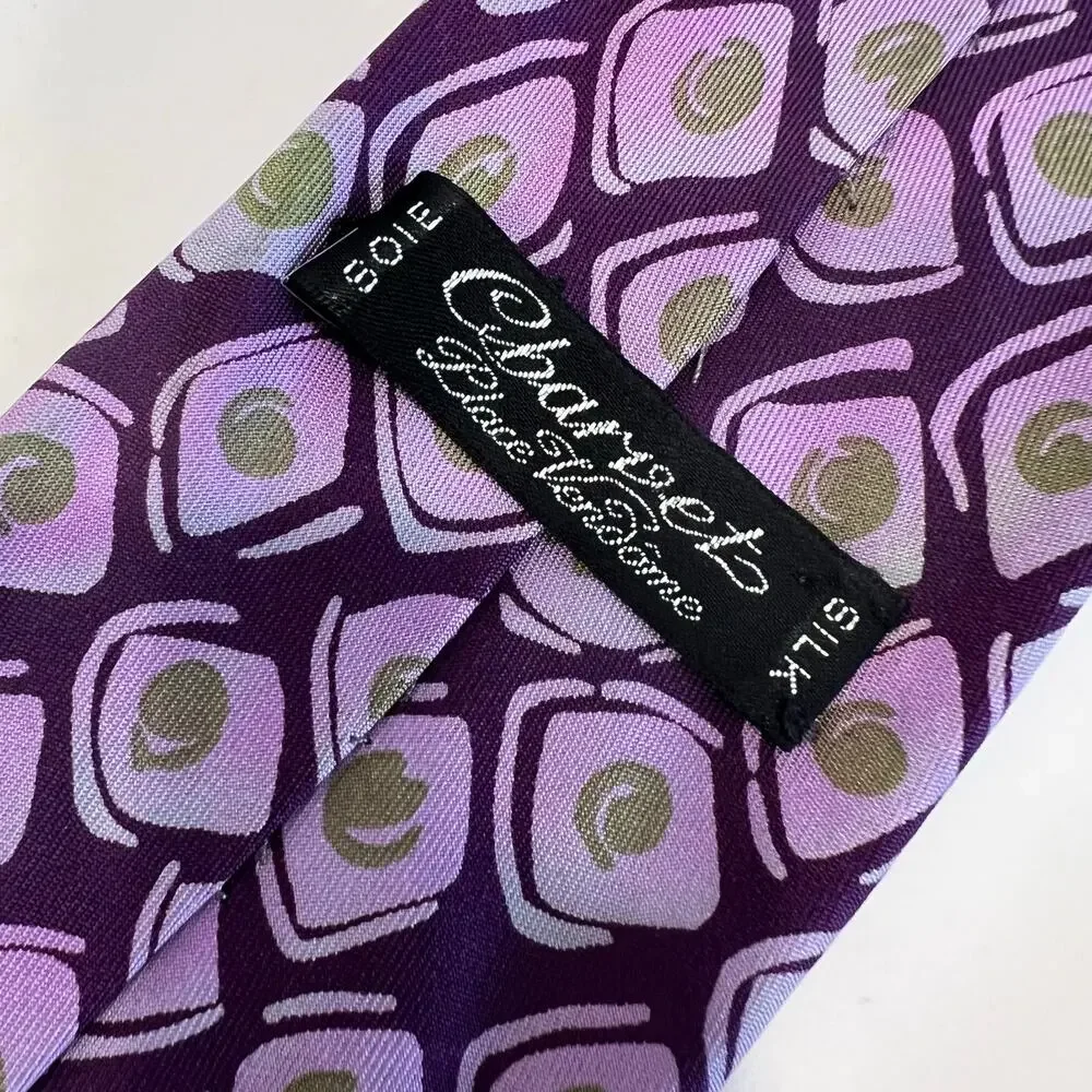 Charvet Place Vendôme 100% Silk Men’s Neck Tie Purple & Green Made in France JP